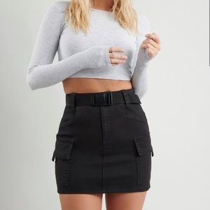 Garage belted cargo mini skirt